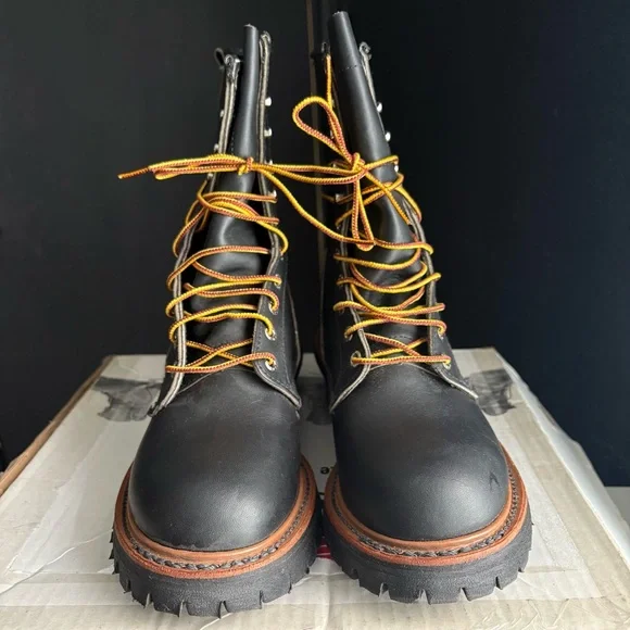 Red Wing Vintage Leather Logger Vibram Lace up Boot made in USA Deadstock - Picture 3 of 14